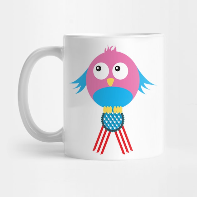 American pride - cute bird with usa ribbon by CatheBelan